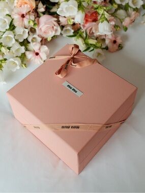 Miu Miu Peach-Pink Gift Box with Branded Ribbon